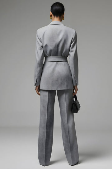 Gris Cranched Lapel 2 Piece Femmes Costumes avec Bowknot